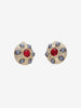 Vintage Round Earrings with Red Center Gemstone W13426.46  Vintage 