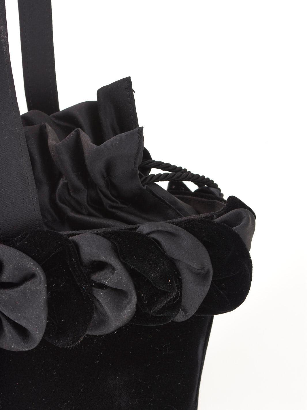 Black velvet bucket bag W22090901  Vintage 