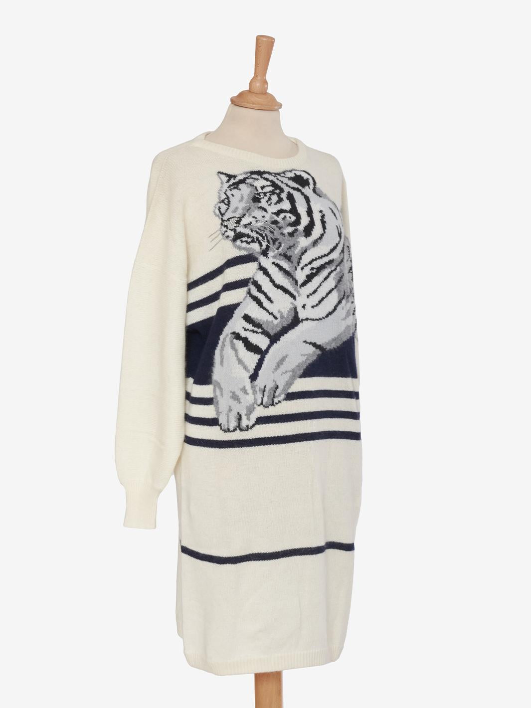 Abito Krizia in lana con ricamo tigre
