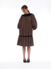 Yves Saint Laurent anni '70 in seta marrone con maniche a sbuffo
