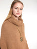 Poncho Y2K Gucci a collo alto color cammello in lana