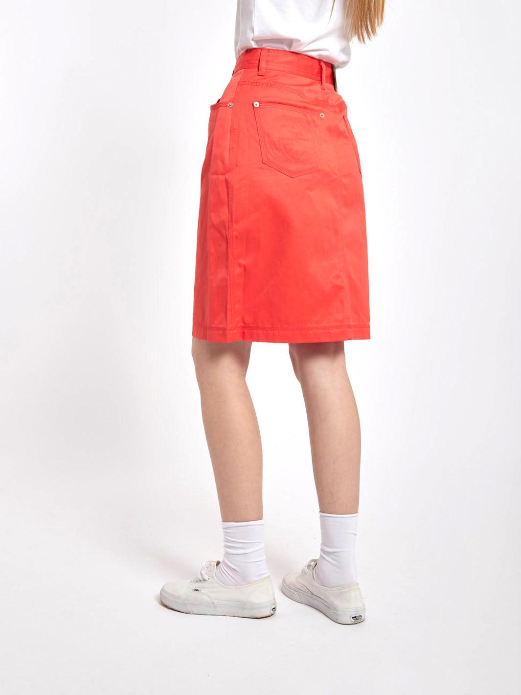 1990s Gucci coral color midi skirt with monogram embroidery W22031717  Gucci 