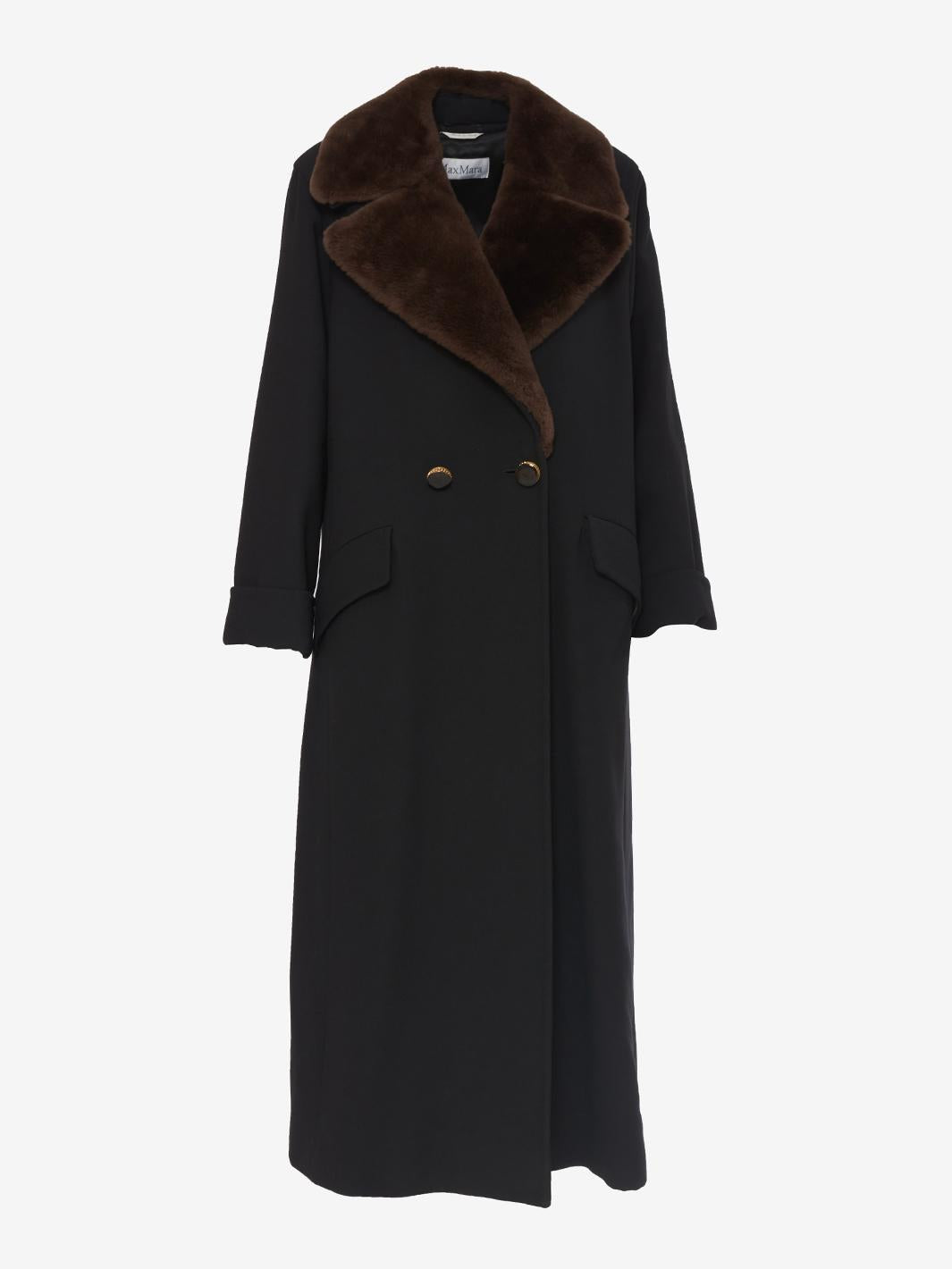 Max Mara 毛领双排扣大衣