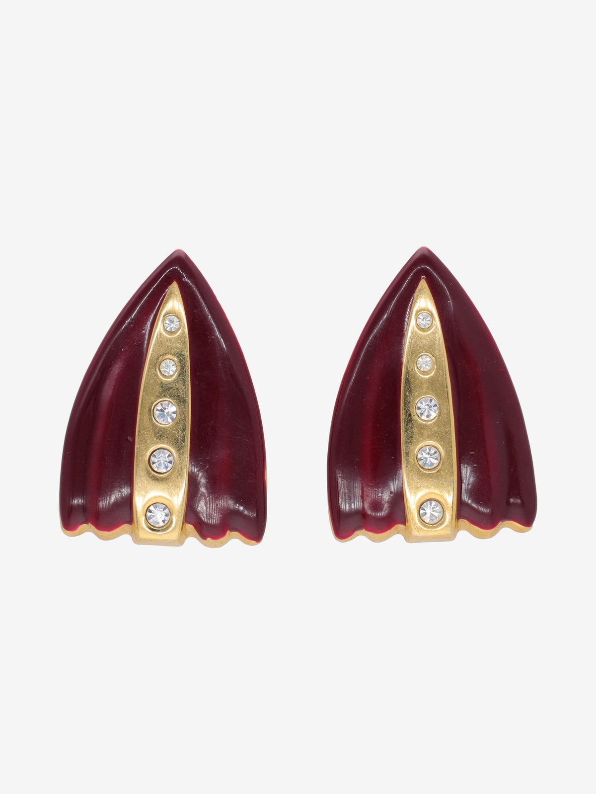 Vintage Bordeaux and Golden Earrings from the 80S W2202225  Vintage 