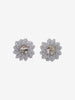 Vintage Beaded Floral Earrings with Silver Center W13426.4  Vintage 