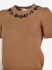 Dolce & Gabbana Knitted Wool T-Shirt with Beaded Floral Necklace Detail W7426.29  Dolce & Gabbana 