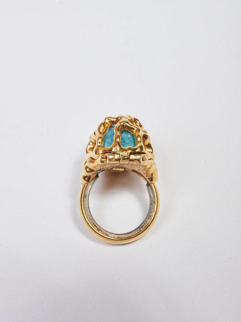 1970s Trifari glod pleated ring with interchangeable stones W22033010  Trifari 