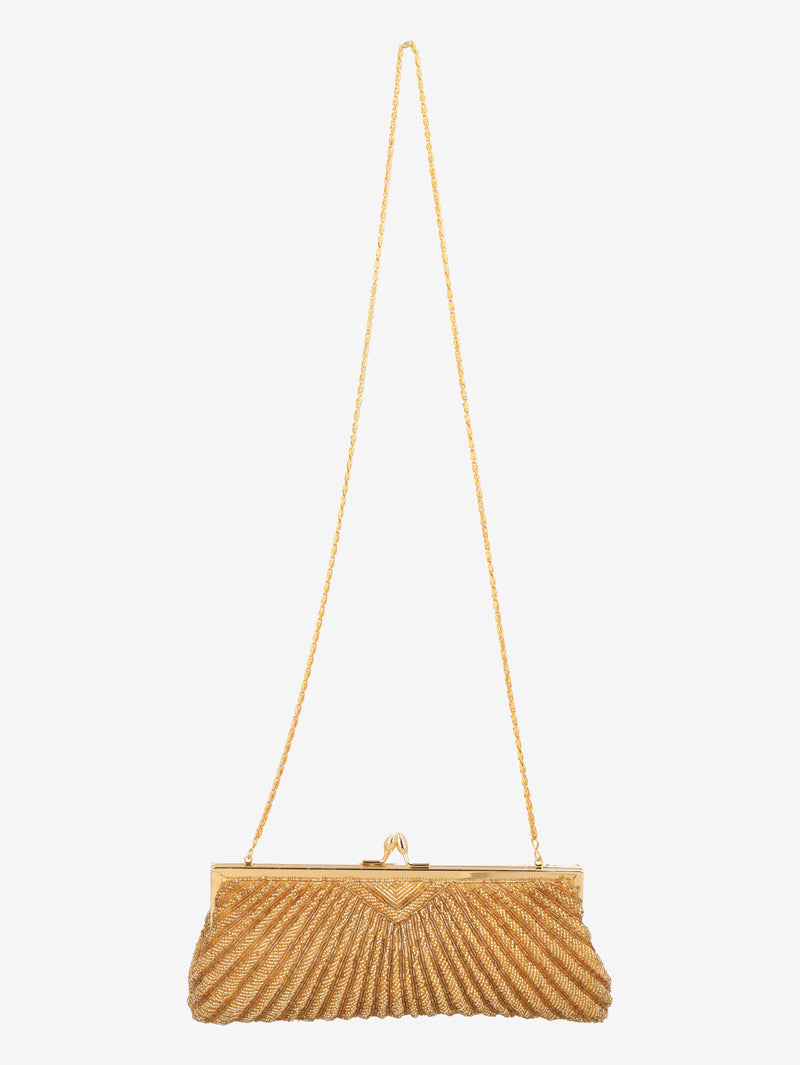 Vintage Golden Beaded Clutch Bag W150626.42  Vintage 