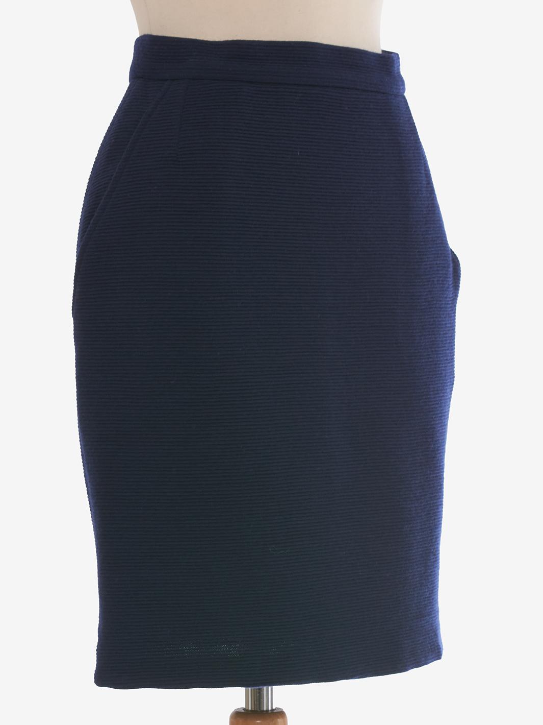 Yves Saint Laurent Blue Wool Ribbed Skirt MZ191308  Yves Saint Laurent 