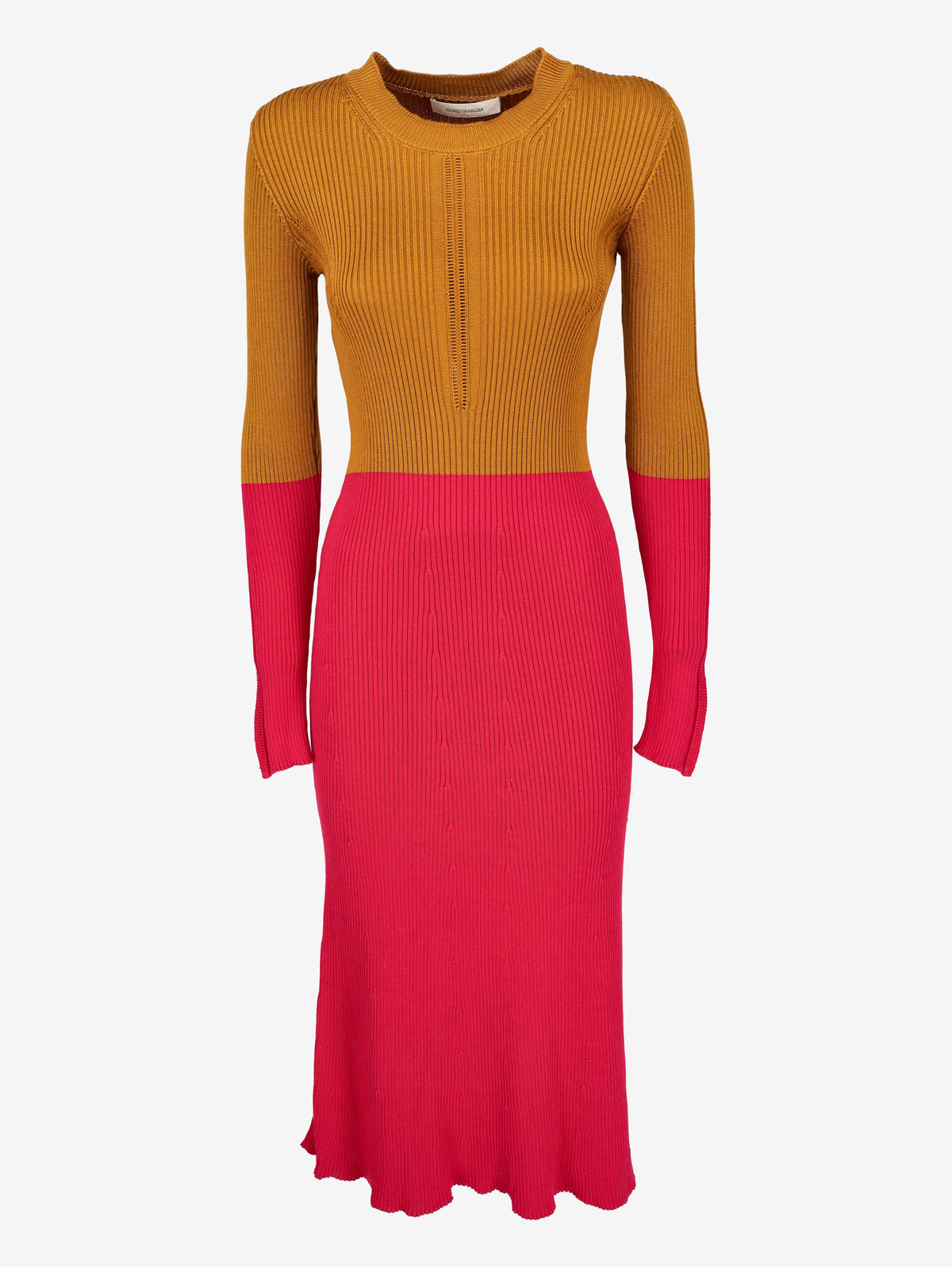 Vintage Long Knitted Dress with Color-Block Design W7426.42  Vintage 