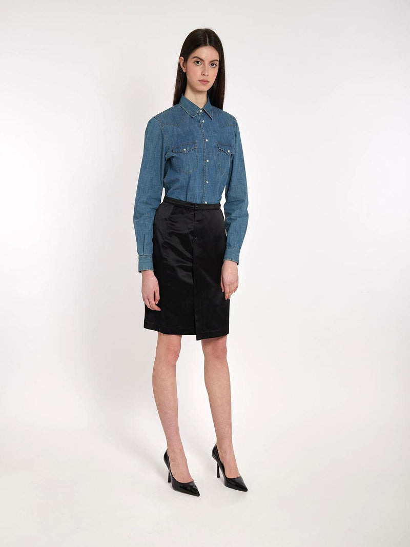 1990s Black Thierry Mugler pencil skirt in silk and cotton M1601902  Thierry Mugler 