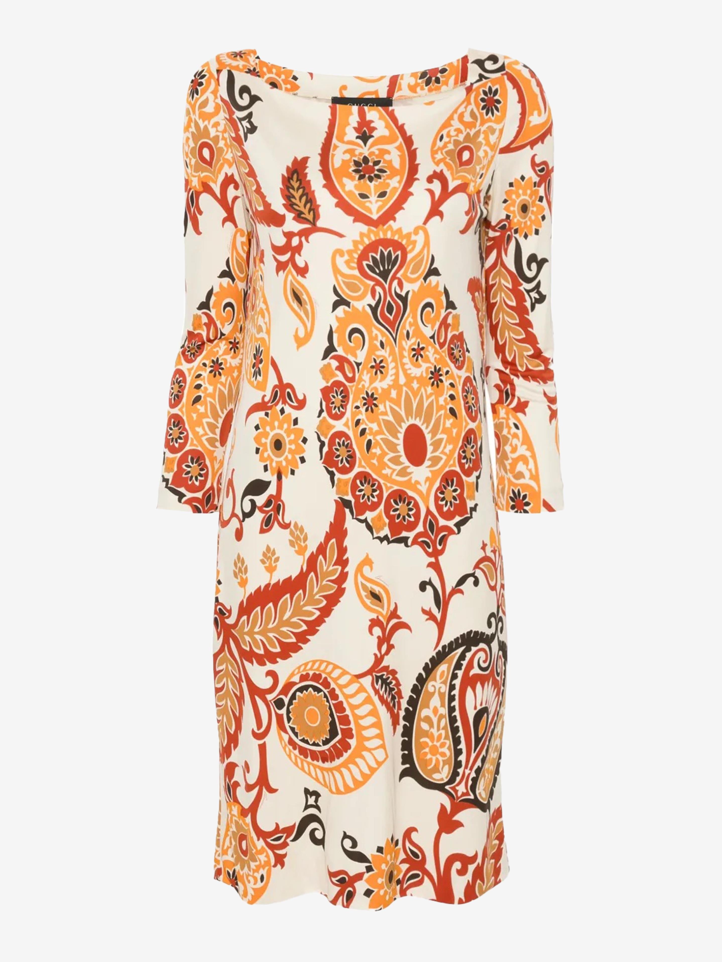 Buy vintage Gucci Vintage Paisley-Print Bateau Midi Dress at Cavalli e Nastri