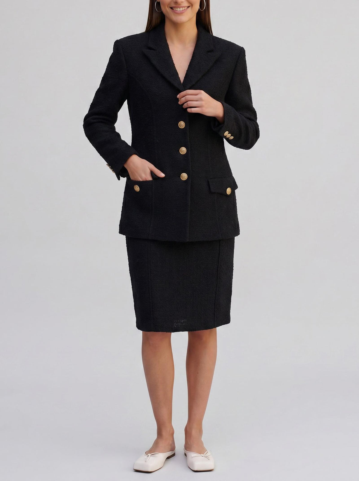 Versace Black Wool Skirt Suit MR260326.18  Versace 