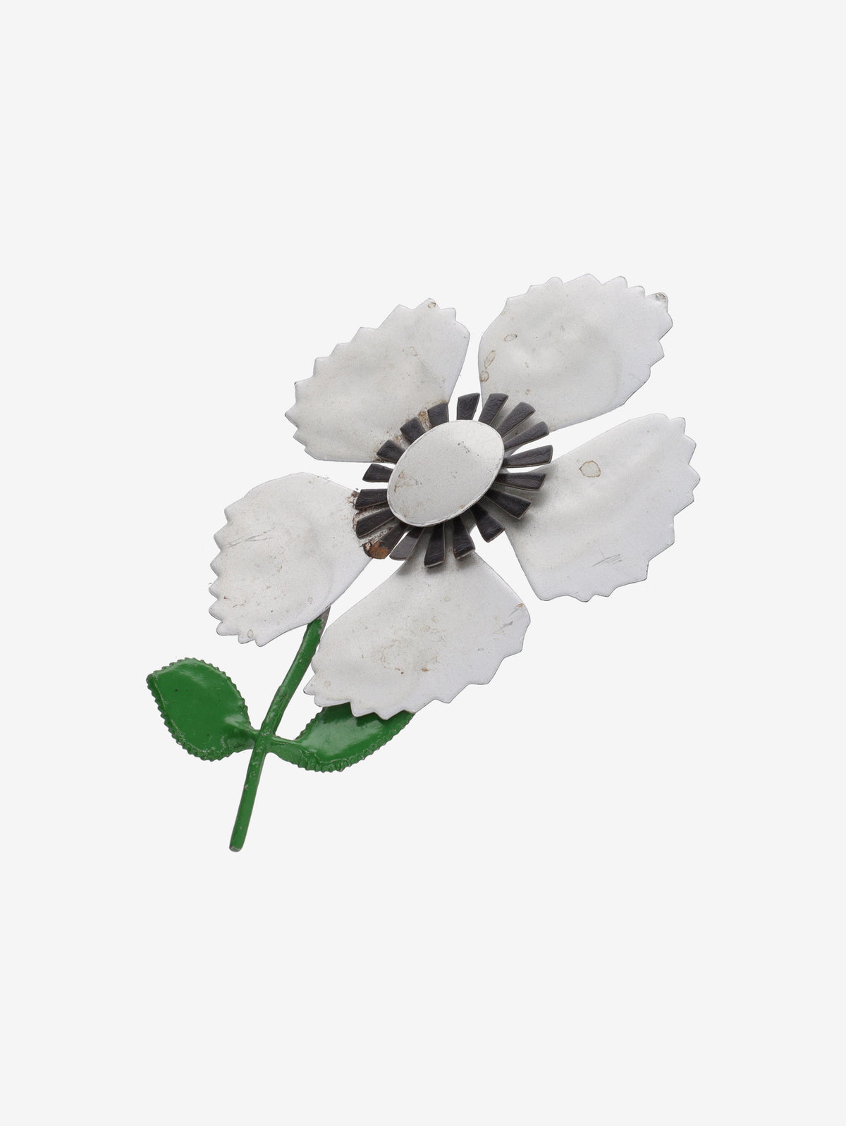 1950s American Grey Enamel Floral Brooch W13426.89  Vintage 
