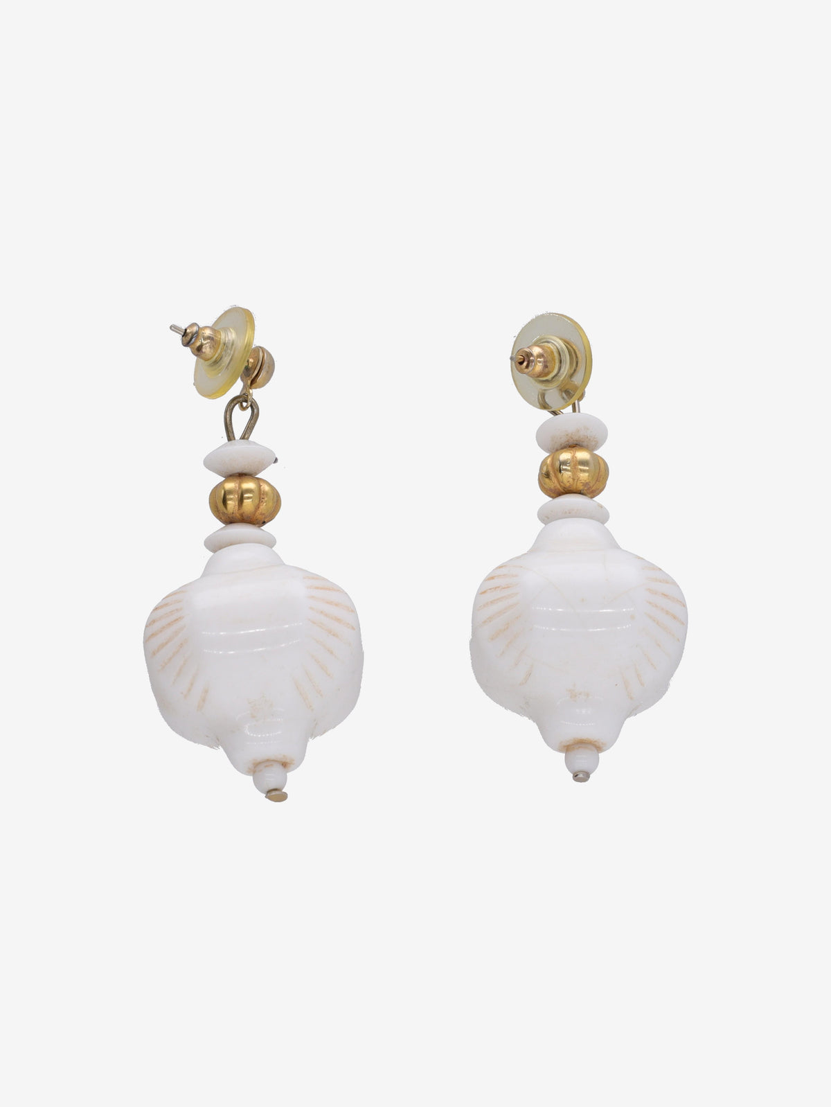 Vintage White Plastic Lantern-Shaped Earrings W13426.16  Vintage 