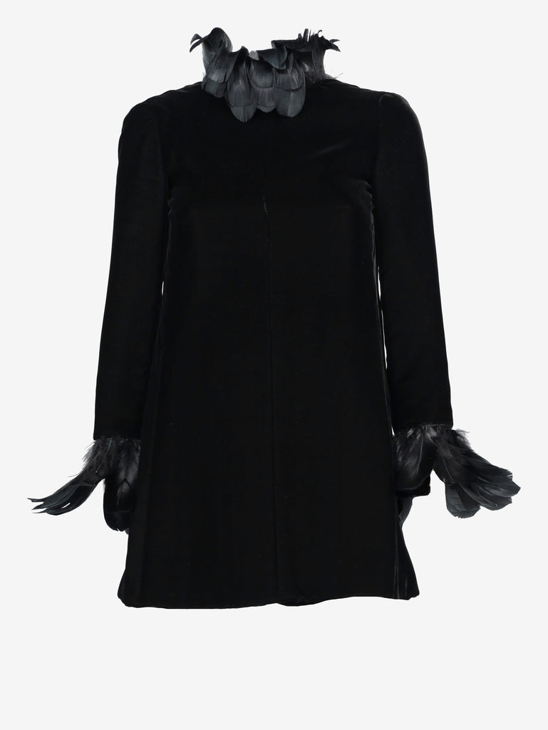 Valentino Boutique - Velvet Mini Dress with Feather Details MZ1902457  Valentino 