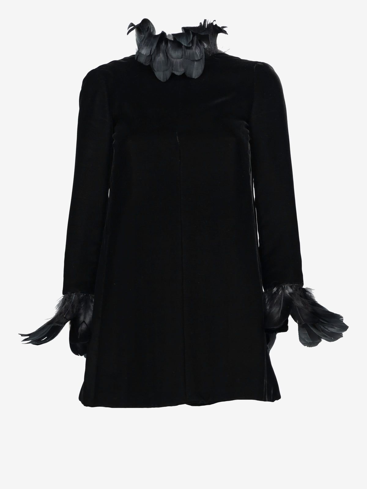 Valentino Boutique - Velvet Mini Dress with Feather Details MZ1902457  Valentino 