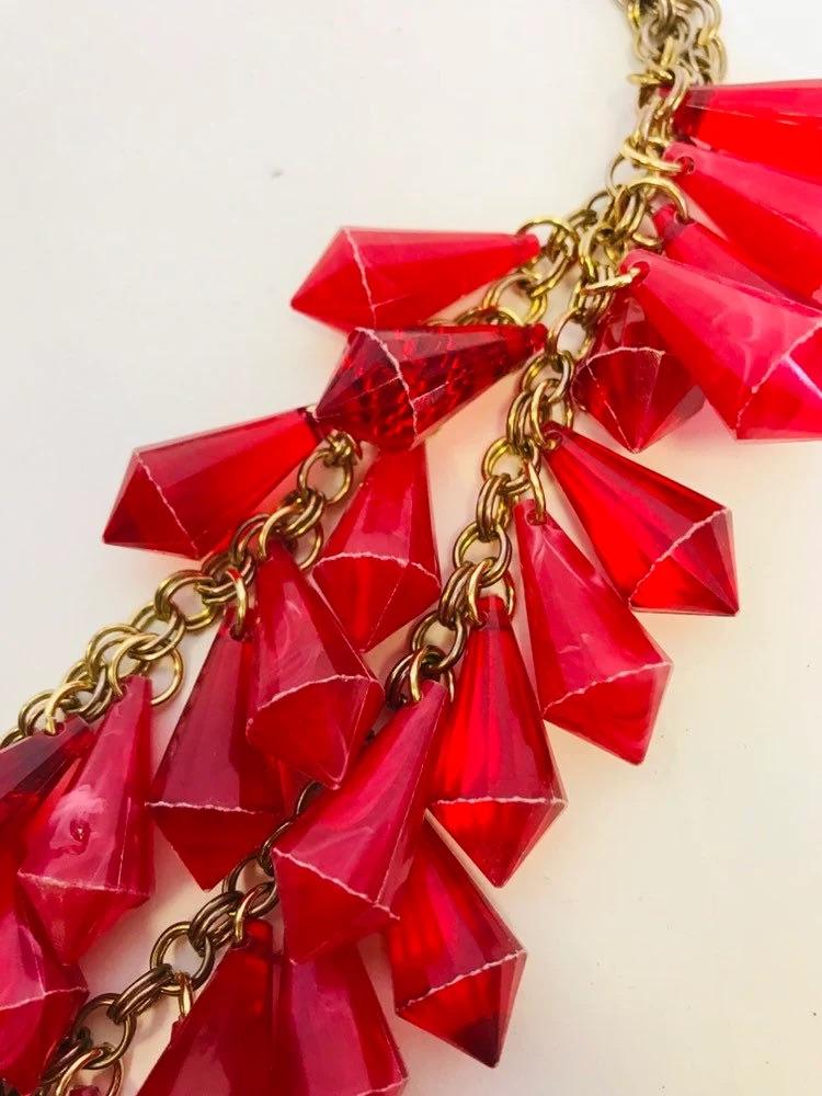 Vintage 1940s Red Necklace C200881  Vintage 