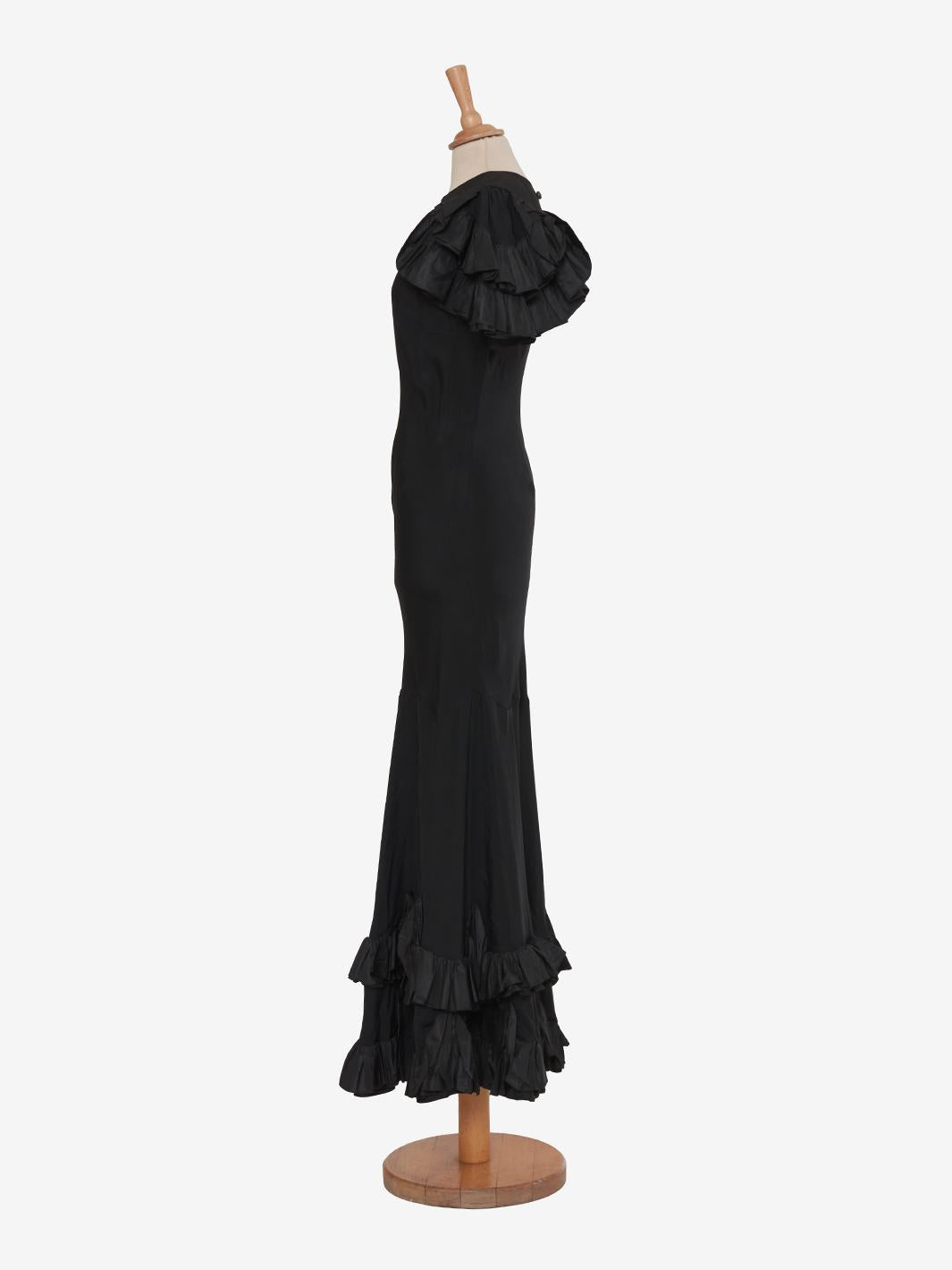 Vintage ruffle taffetà dress - '36s AR003  Vintage 