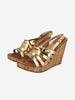 Miu Miu Gold Strappy Bamboo Platform Wedge Sandals W22061012  Miu Miu 