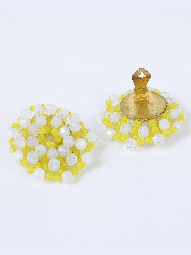 1980s clip earrings with yellow and white cristals W22051807  Vintage 