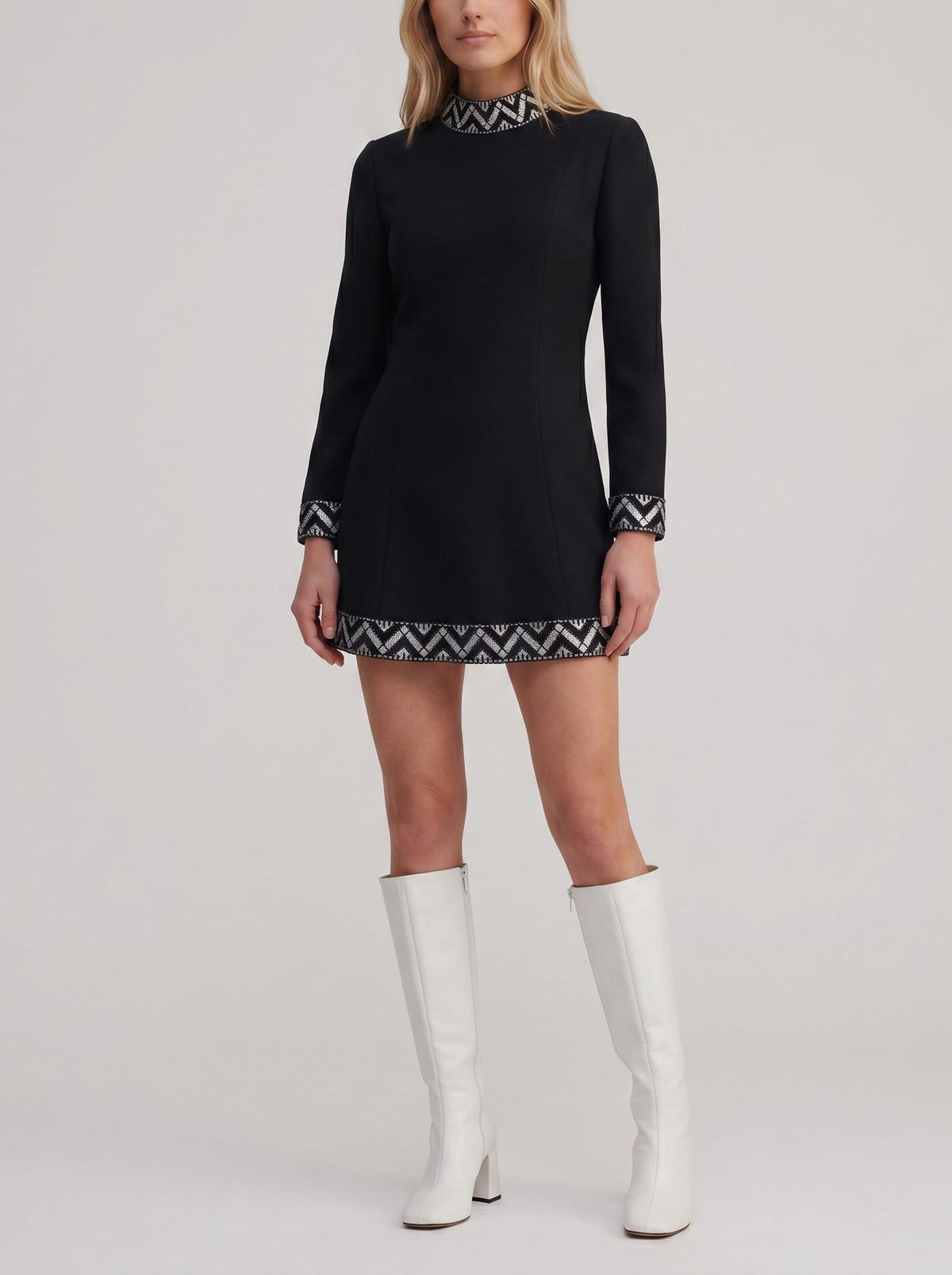 Vintage 1970s Mini Dress with Silver Embroidery MR110226.12  Vintage 