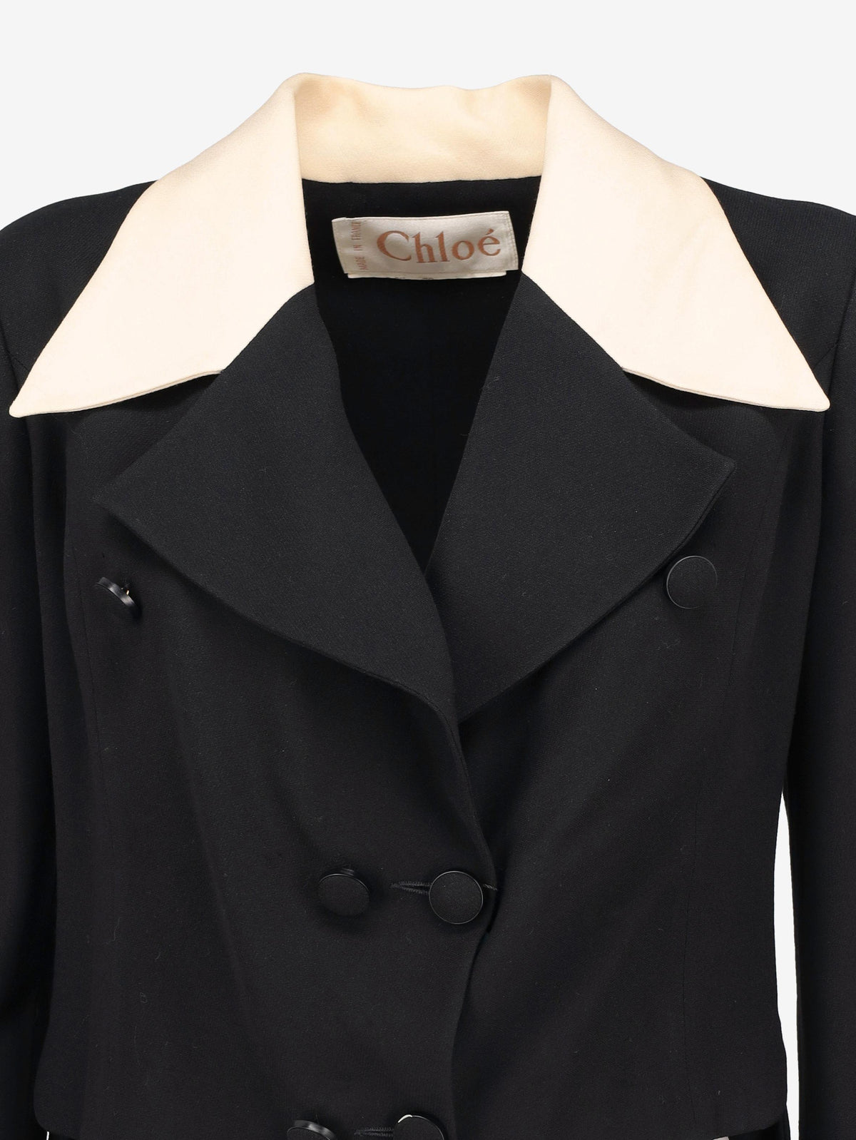 Chloé Cropped Black Tailcoat Jacket with Cream Contrast Collar W27526.26  Chloé 