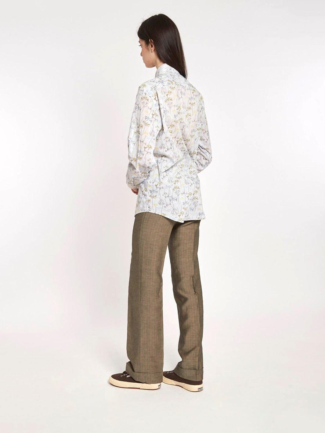 1990s Olivier Valentino pants in grey and brown melange linen MR511298  Oliver by Valentino 