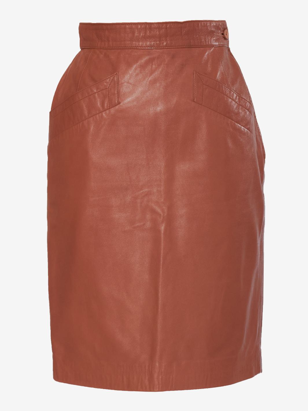 Gonna vintage in pelle marrone