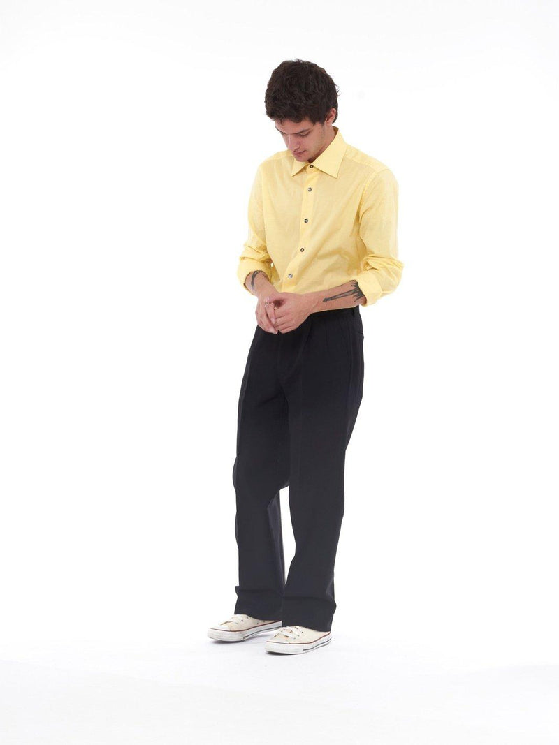 Y2K Basile long-sleeved yellow cotton shirt U224-16/4  Vintage 