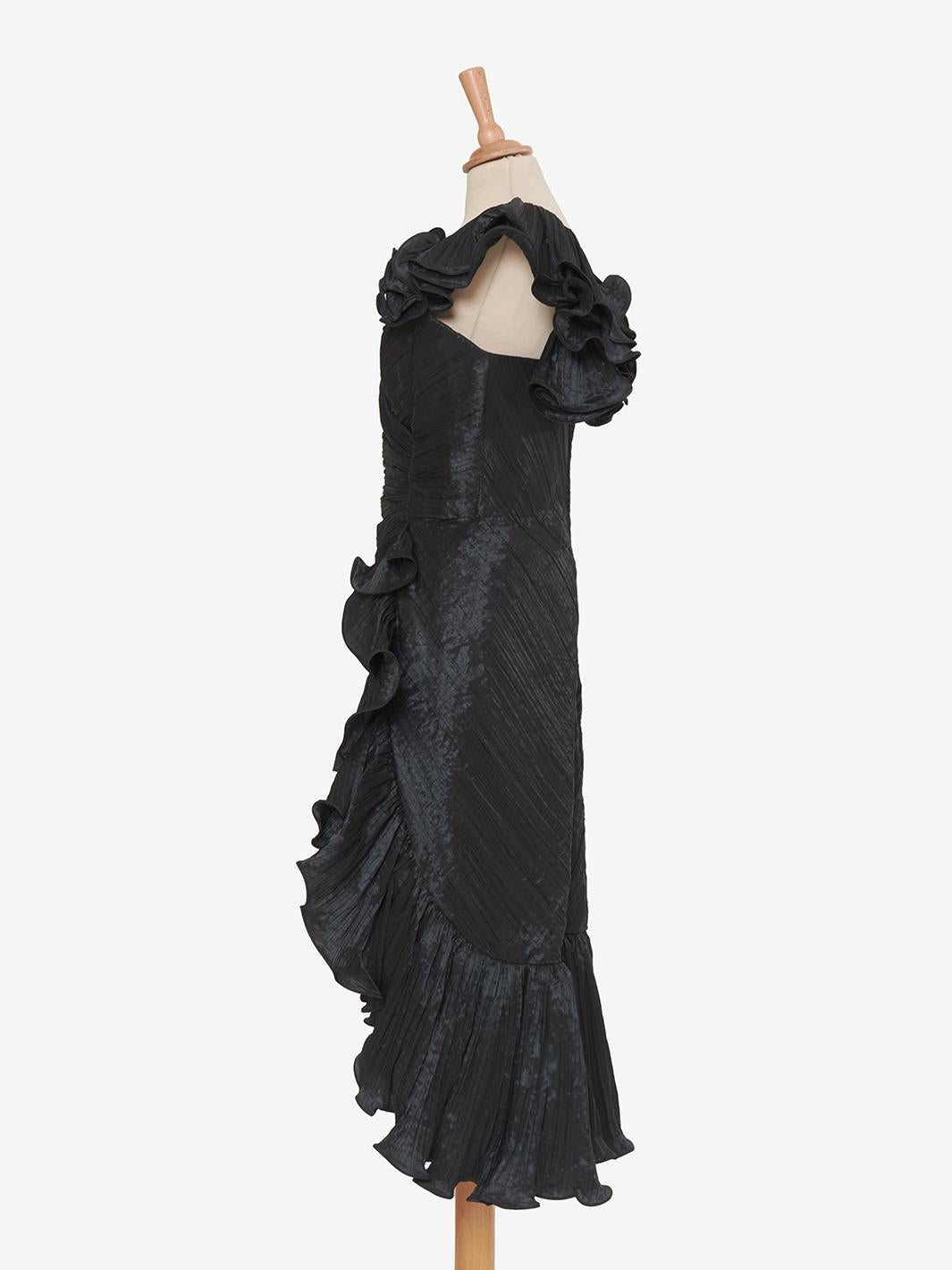 Vintage black silk dress MR202064  Vintage 