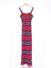 1990s long fuchsia jersey dress with striped pattern W22052003  Vintage 