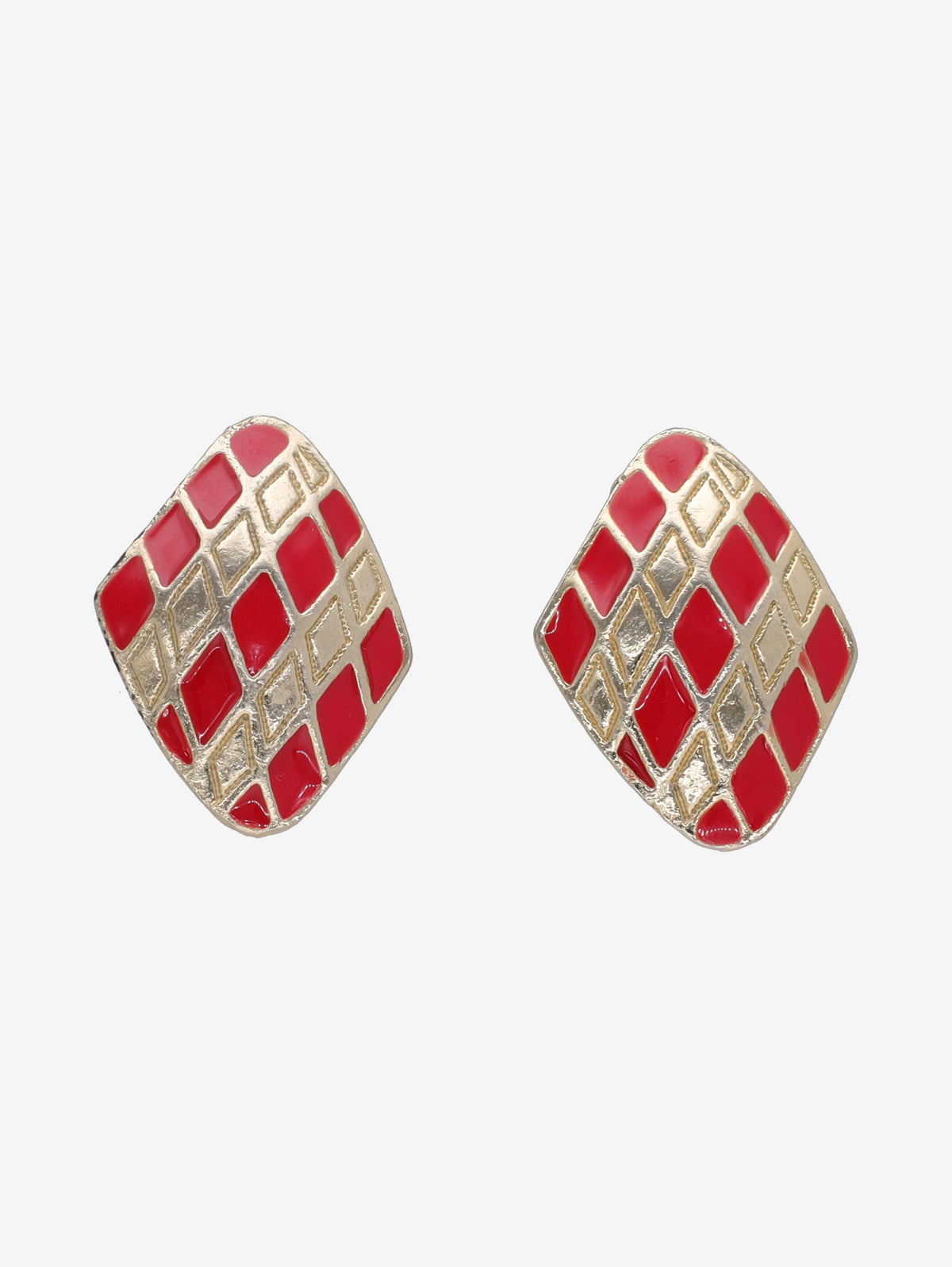 Vintage 70s Rhomboid Clip-on Earrings W2202222  Vintage 