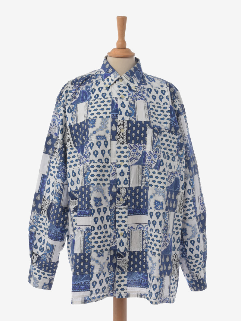 Souleiado Vintage Blue Patchwork Shirt WCV241010277  Souleiado 