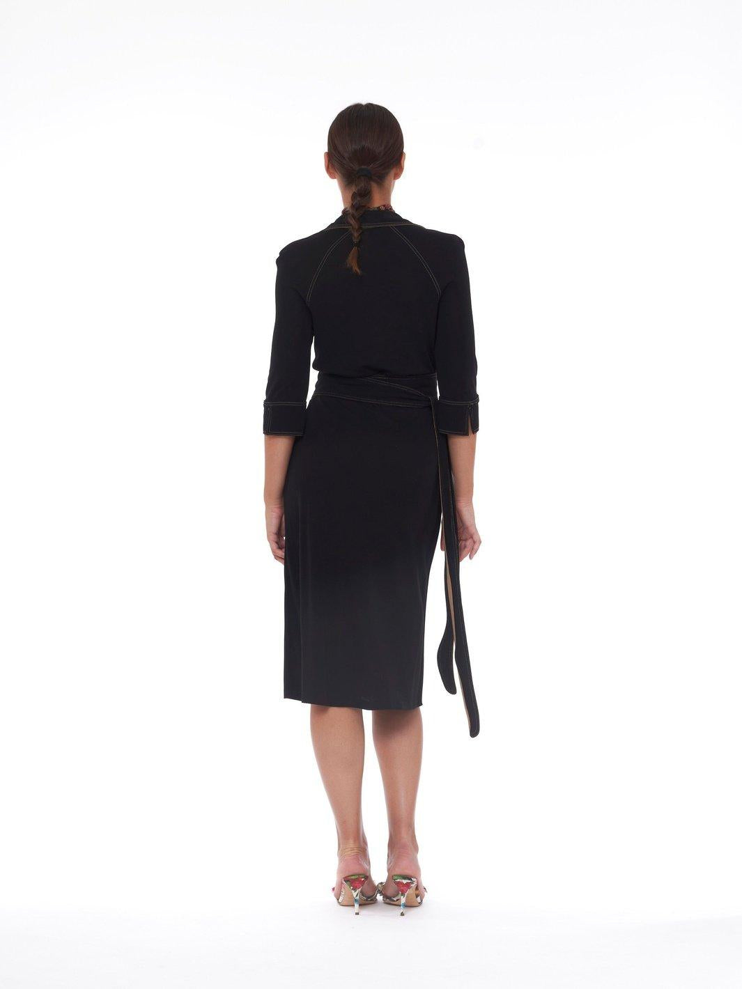 Y2K Diane Von Furstenberg black and beige wrap dress W22050408  Diane Von Furstenberg 