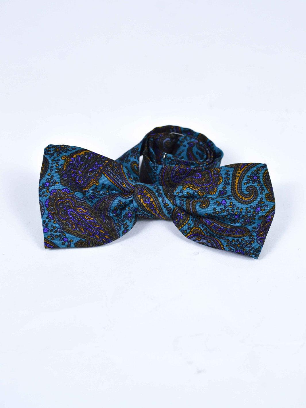1970s silk bow tie with paisley print with paisley print W22050629  Vintage 