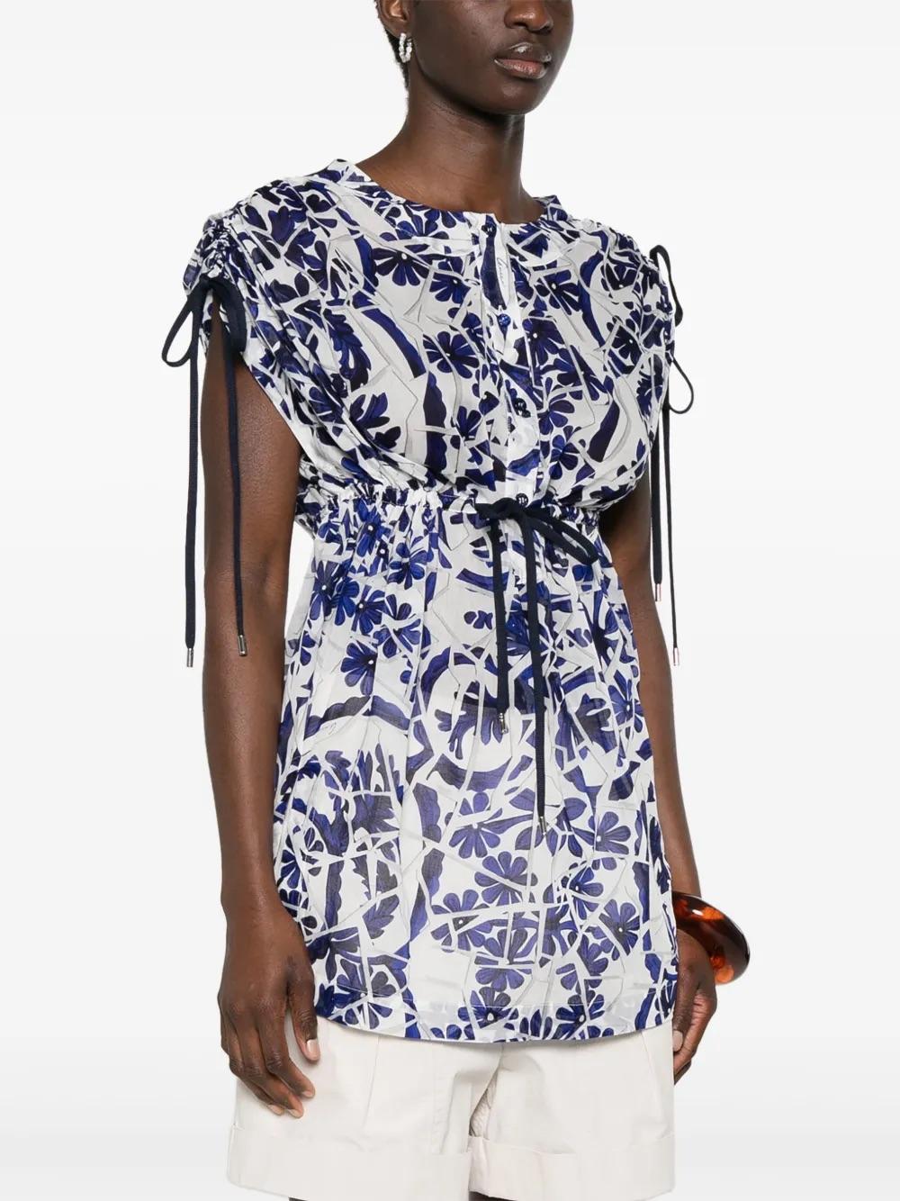 Gucci Floral-Print Semi-Sheer Cotton Mini Dress WCV241025  Gucci 