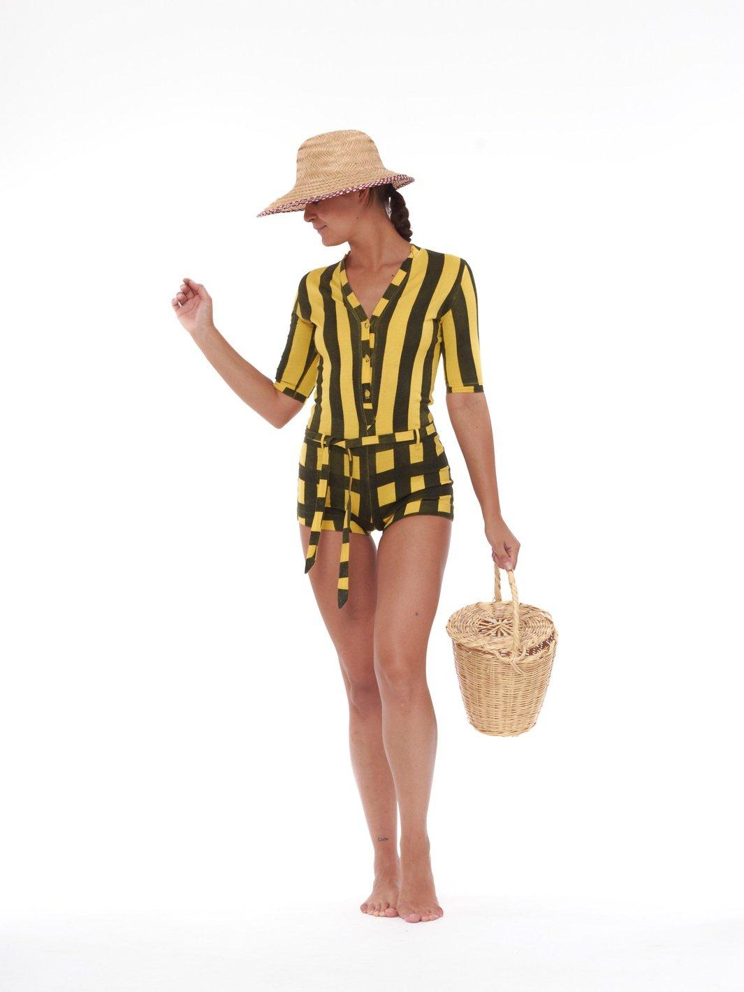 1970s Livio de Simone black and yellow onesie W22070404  Livio De Simone 