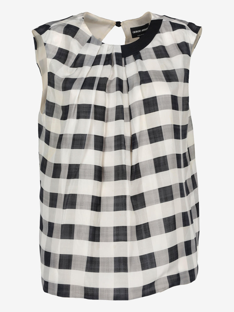 Giorgio Armani Sleeveless Checkered Blouse W27526.31  Giorgio Armani 