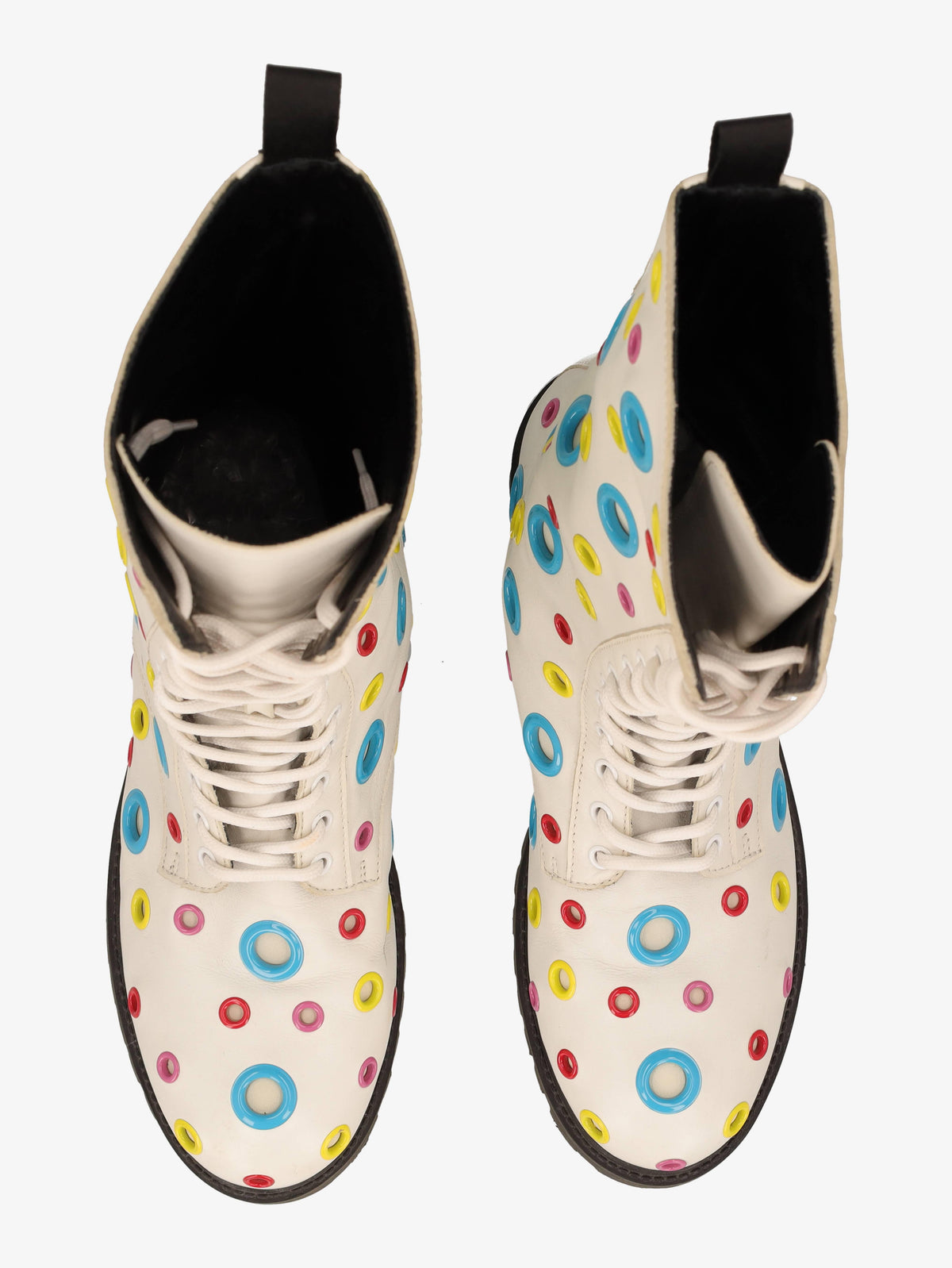 Moschino Combat Boots in White Leather WCV250821.05  Moschino 