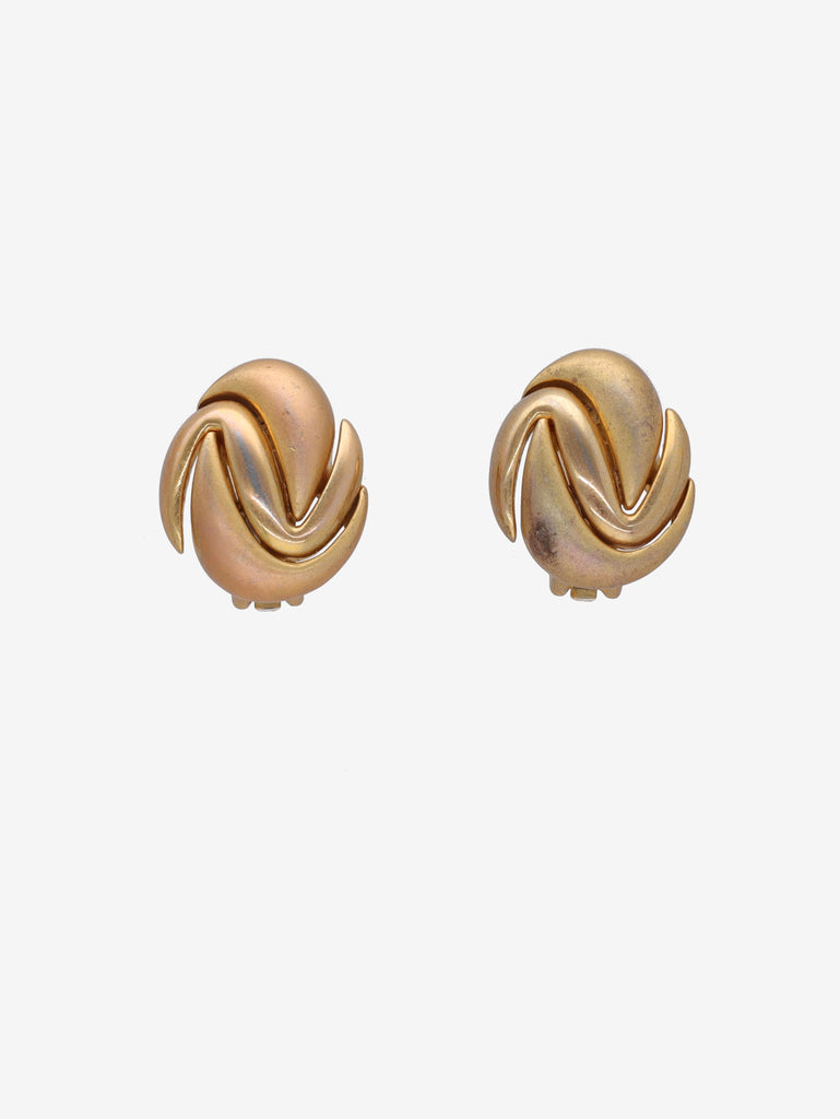Vintage Egg-Shaped Earrings with Wavy Texture W13426.38  Vintage 