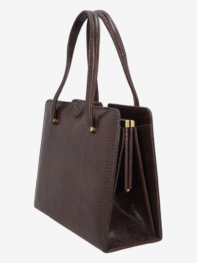 Vintage Brown Lizard Leather Handbag WCV300625.35  Vintage 