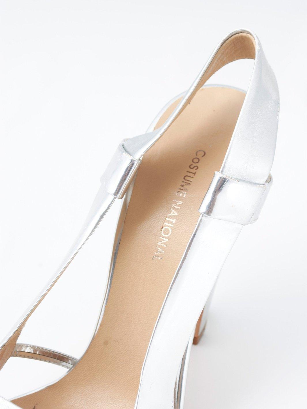 Y2K Costume National sandals in silver patent leather BR003215  Costume national 