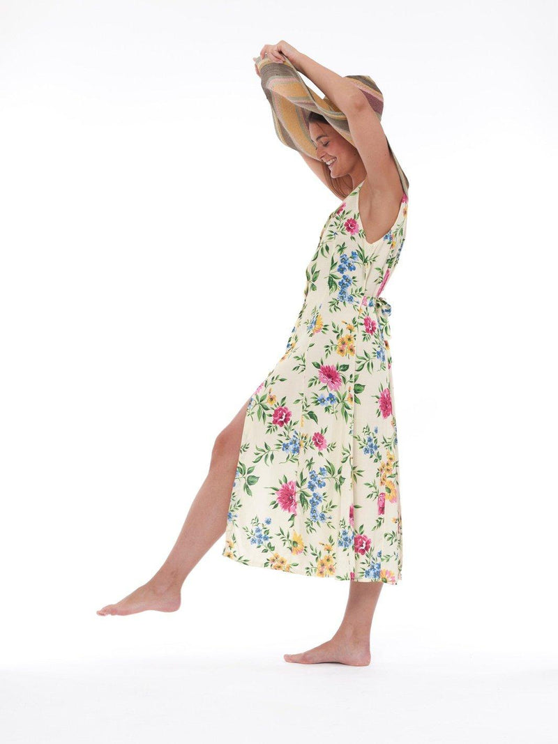 1980s viscose cream-colored midi chemisier dress W22051915  Vintage 