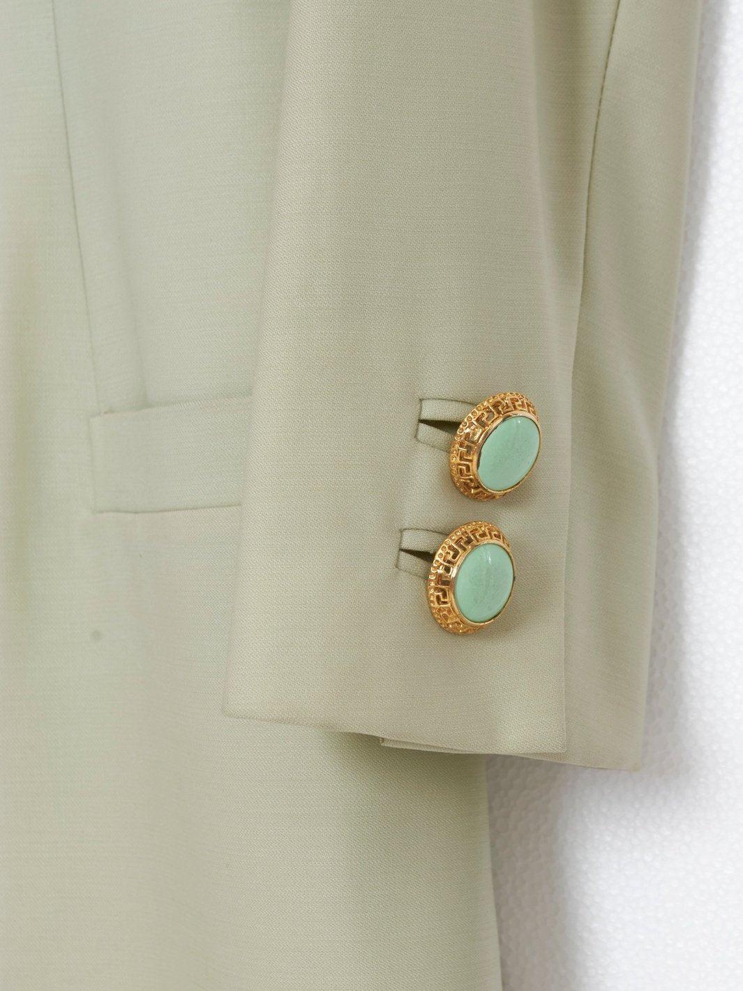 1990s Gianni Versace light green jacket and skirt suit in cool wool CVM22.12.3  Gianni Versace 