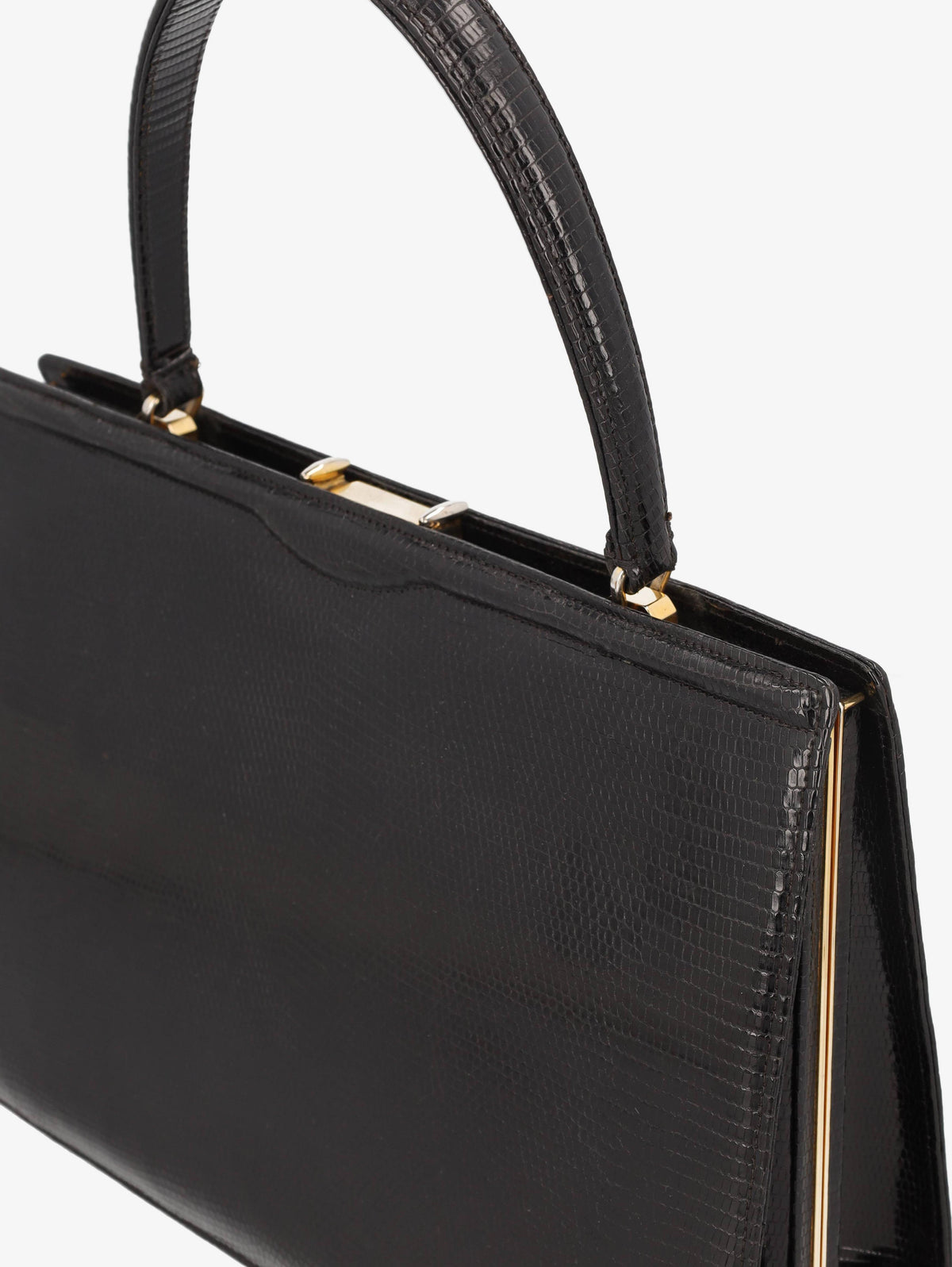 Vintage Black Lizard Leather Handbag WCV300625.37  Vintage 