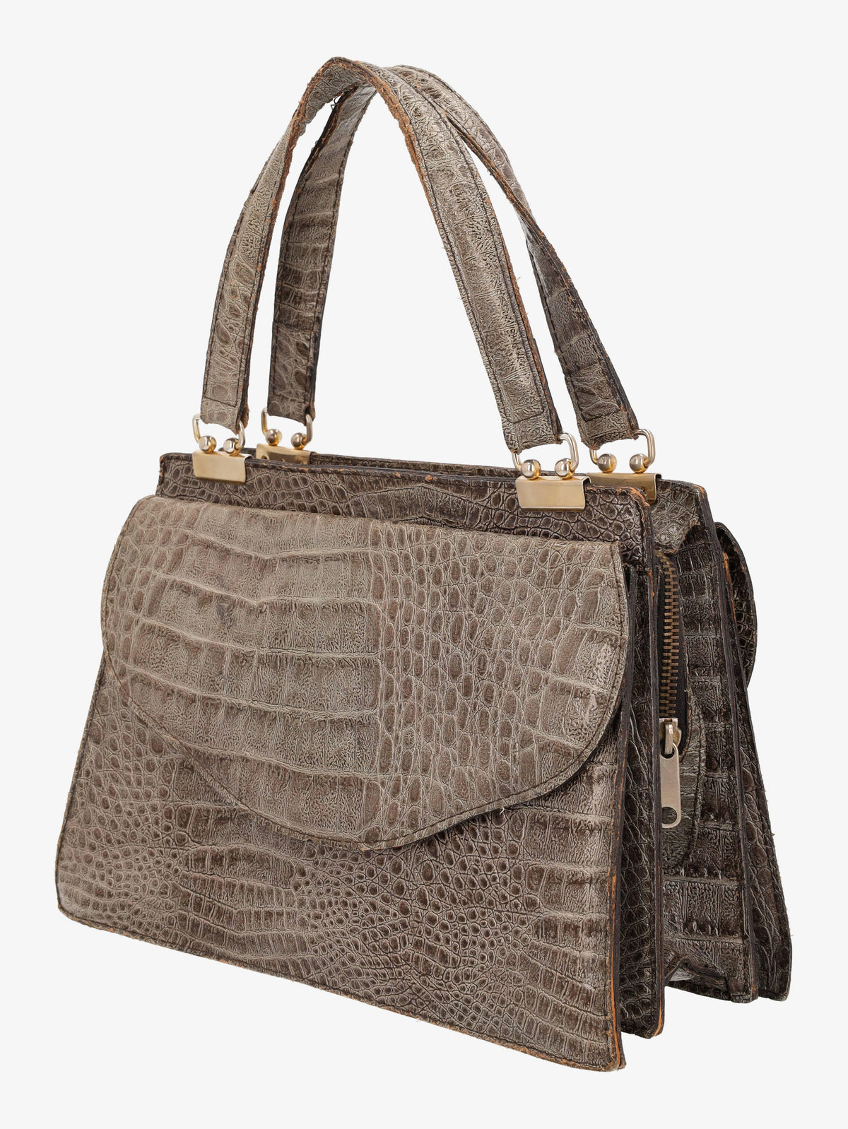 Vintage Grey Leather Handbag W24121234  Vintage 