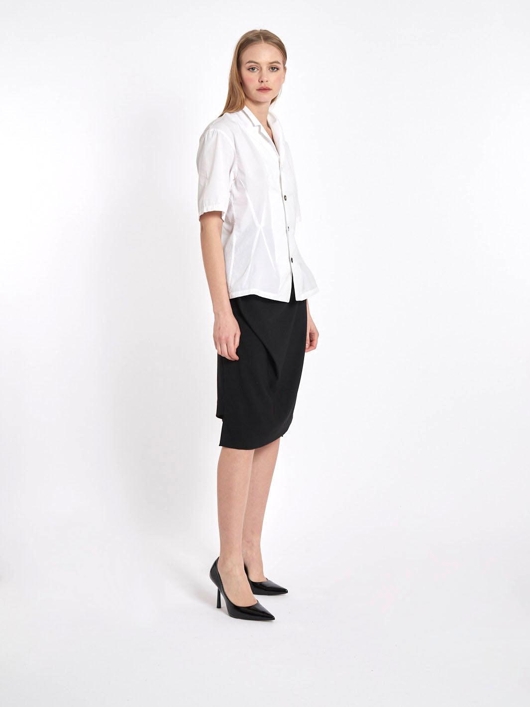 Short sleeves white Y2K Gothic by Yohji Yamamoto blouse W22031729  Yohji Yamamoto 