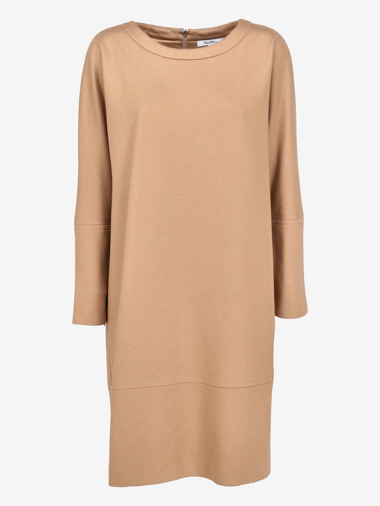 Max Mara Beige Wool Midi Dress with Zipper Sleeves CVM26.6.59  Max Mara 