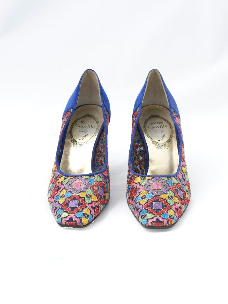 1980s René Caovilla pumps in blue sued and openwork fabric W22051914  Caovilla 